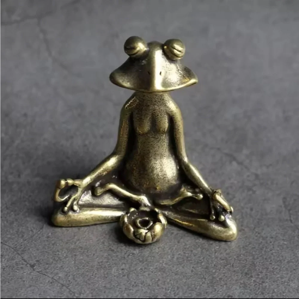 Yoga Frog Meditative Frog Figurine in Bronze Finish